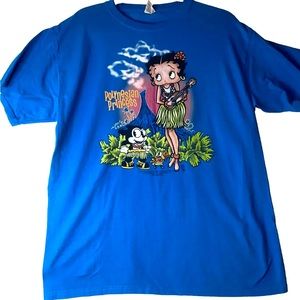 Betty Boop Polynesian Princess Adult Large Shirt Licensed Cartoon Tee Teal Blue